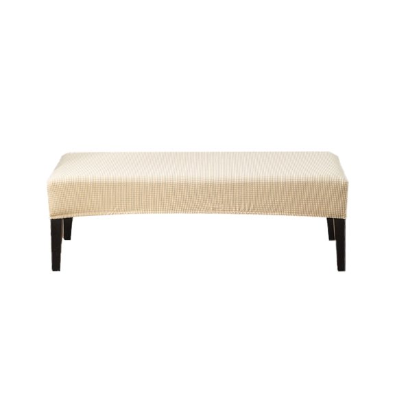 Stretch Jacquard Bench Cover, Soft Spandex Non Slip Piano Stool Cover With Checks Pattern Furniture Protector Covers For Home, Washable-Khaki-120x40cm