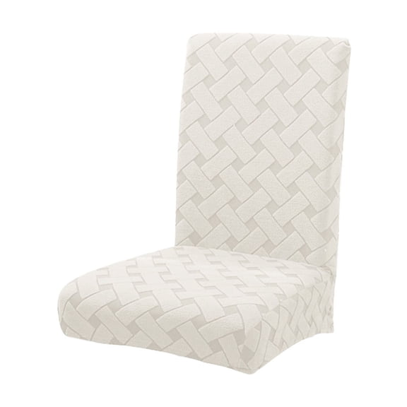 Stretch Jacquard Dining Chair Cover Thickened Polyester Seat Slipcover Universal Protector For Home Kitchen Dining Room White