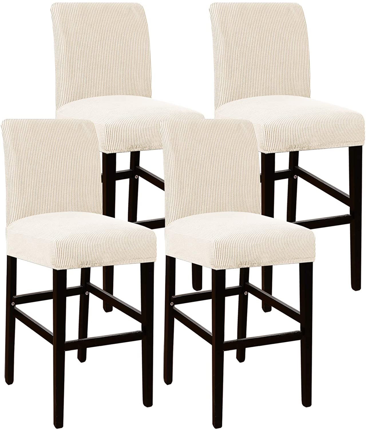 Stretch Jacquard Fabric Stool Covers - Set of 4 | Chair Slipcovers with ...