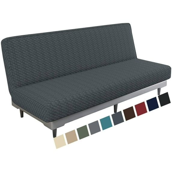 Stretch Jacquard Futon Cover with Elastic Bottom - Soft Sofa Bed Protector, Machine Washable
