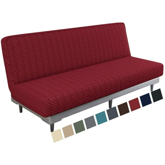 Stretch Jacquard Futon Cover with Elastic Bottom - Soft Sofa Bed Protector, Machine Washable