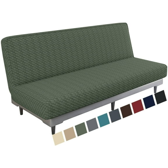 Stretch Jacquard Futon Cover with Elastic Bottom - Soft Sofa Bed Protector, Machine Washable