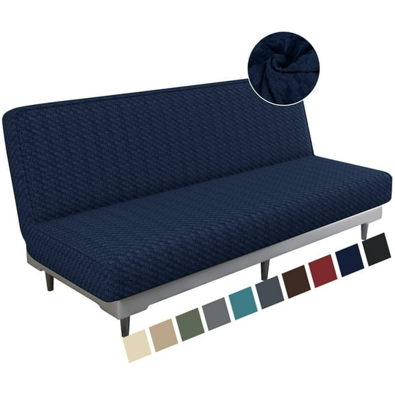 Stretch Jacquard Futon Cover with Elastic Bottom - Soft Sofa Bed Protector, Machine Washable