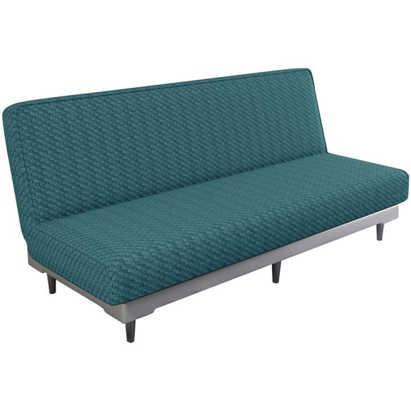 Stretch Jacquard Futon Cover with Elastic Bottom - Soft Sofa Bed Protector, Machine Washable