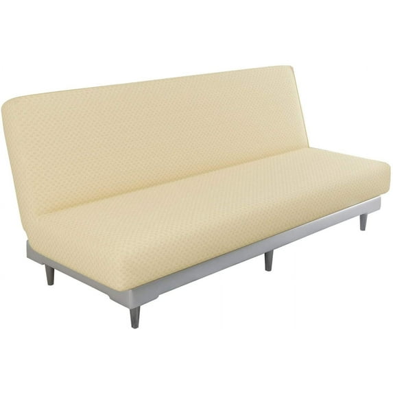 Stretch Jacquard Futon Cover with Elastic Bottom - Soft Sofa Bed Protector, Machine Washable