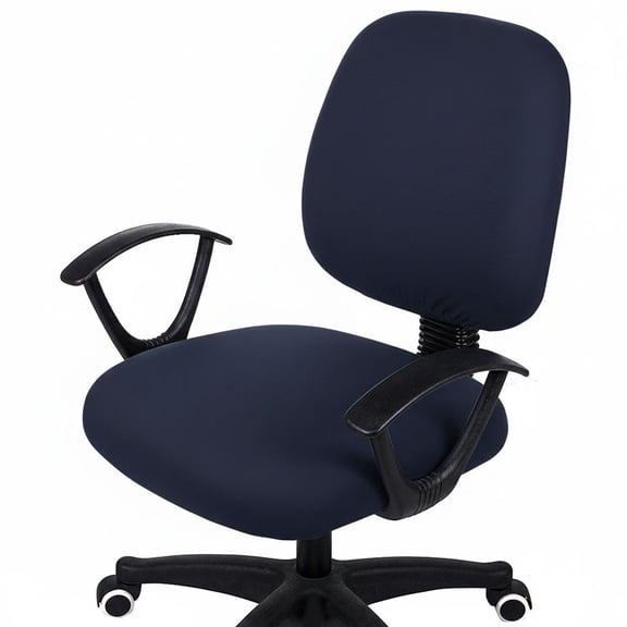 TAVENE Stretch Jacquard Office Computer Chair Covers, Removable Washable Universal Desk Rotating Chair Slipcovers Protector, Seat Backrest Cover, Navy Blue