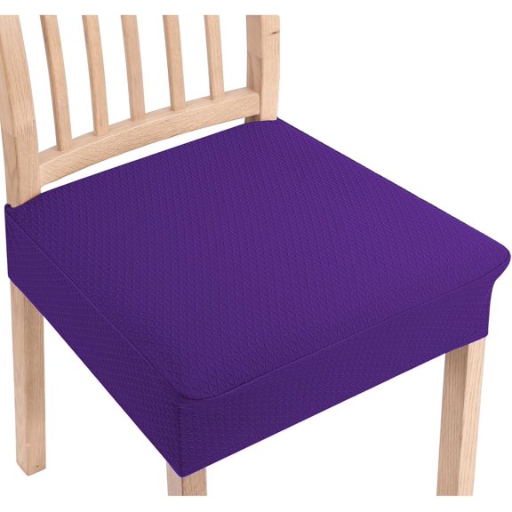 Stretch Jacquard Seat Covers for Dining Room Chairs Set of 4, Removable Washable Chair Seat Protectors Slipcovers, No Rear Covers, Violet, Durable & Comfortable