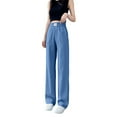 thumbnail image 1 of Stretch Jeans for Women, Comdrip Solid Color Close Fitting Women's Straight Leg Jeans High Waist Loose Jeans Wide Leg Loose Denim Pants Jeans Women Sky Blue XL, 1 of 5