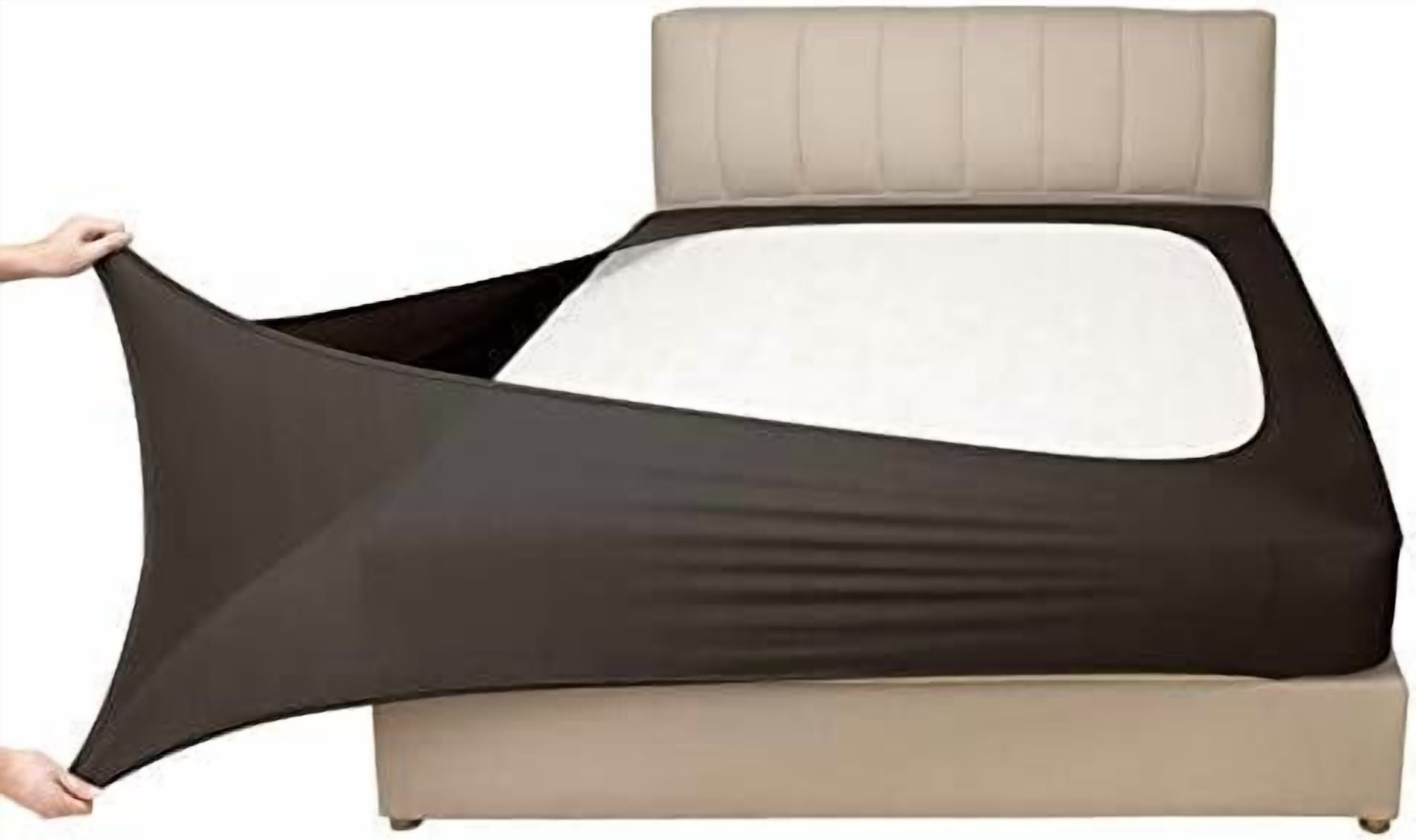 Stretch Jersey Box Spring Cover Wrap Around, Bed Skirt Alternative, Ultra Soft & Wrinkle Resistant, Full/Full XL, Chocolate Brown