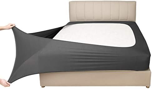 Stretch Jersey Box Spring Cover Wrap Around, Bed Skirt Alternative, Ultra Soft & Wrinkle Resistant, Full/Full XL, Dark Gray