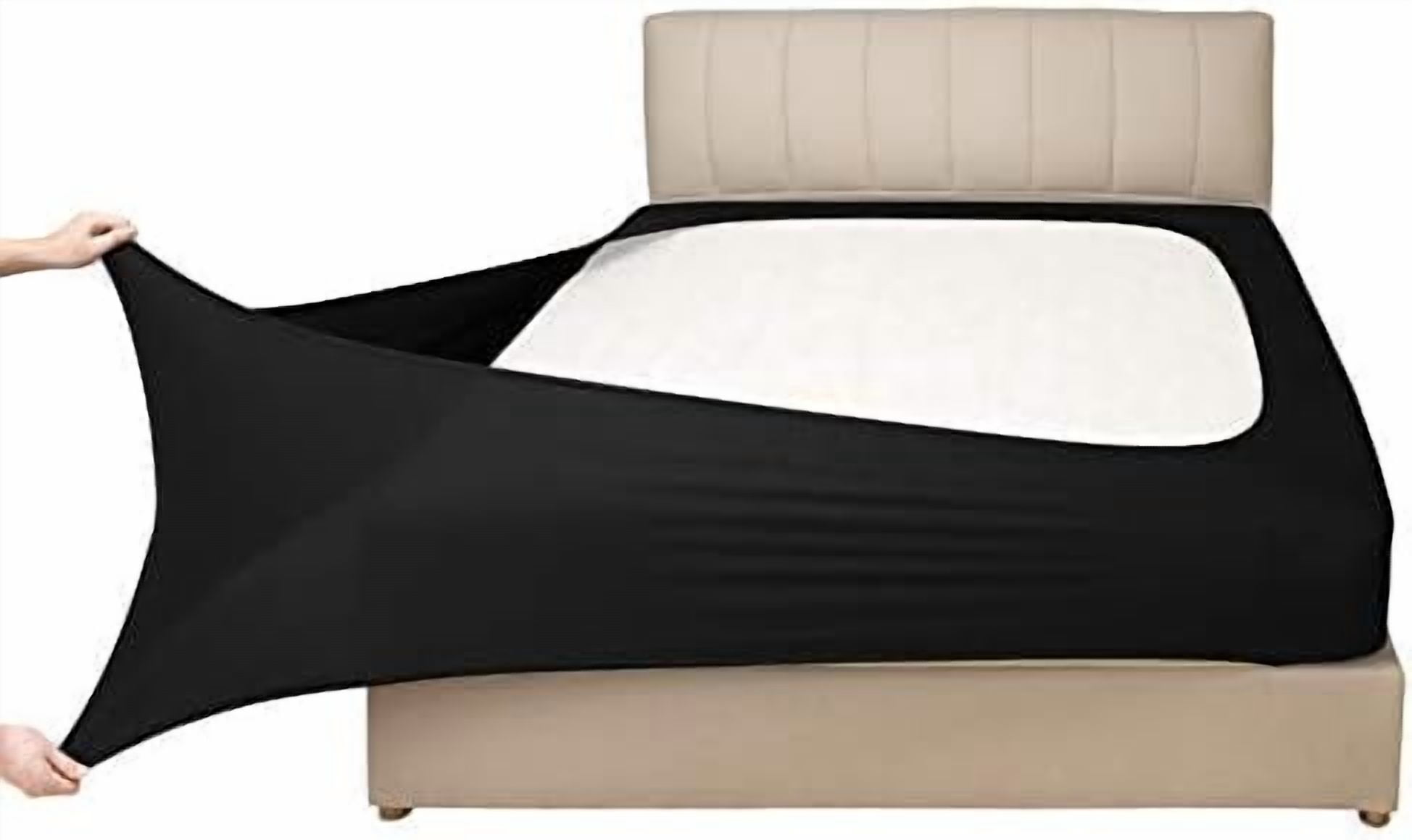 Stretch Jersey Box Spring Cover Wrap Around, Bed Skirt Alternative, Ultra Soft & Wrinkle Resistant, Twin/Twin XL, Black
