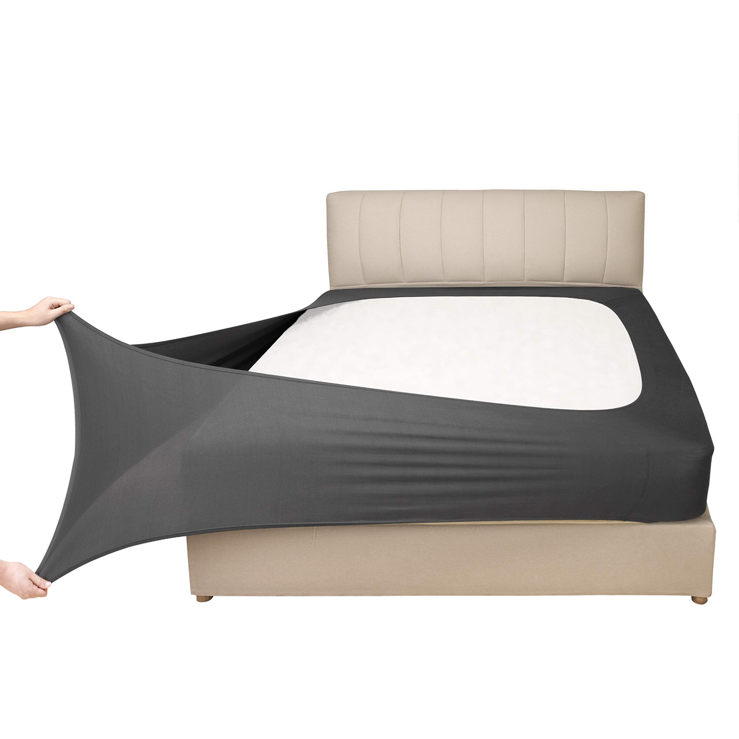 Stretch Jersey Box Spring Cover Wrap Around, Ultra Soft Wrinkle Resistant Bed Skirt Alternative, Queen Queen XL, Breathable Durable White Bedding