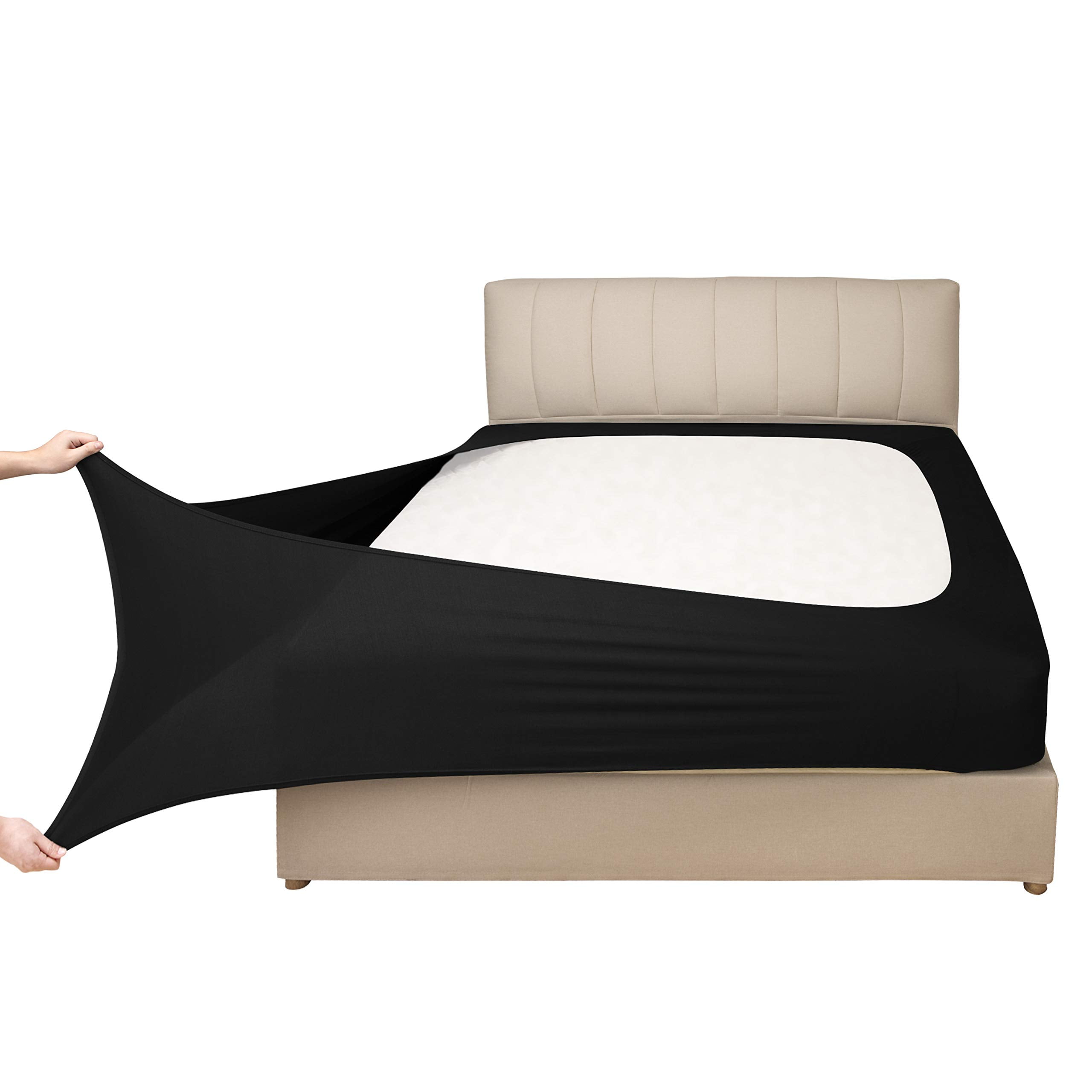 Stretch Jersey Box Spring Cover Wrap Around, Ultra Soft Wrinkle Resistant Bed Skirt Alternative, Queen Queen XL, Breathable Durable White Bedding