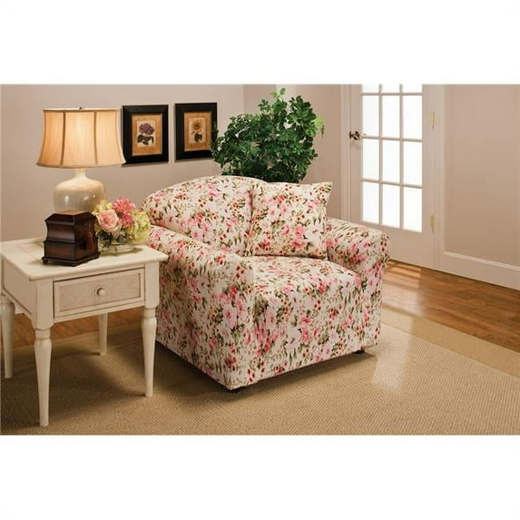 Stretch Jersey Chair Slipcover, Pink Floral