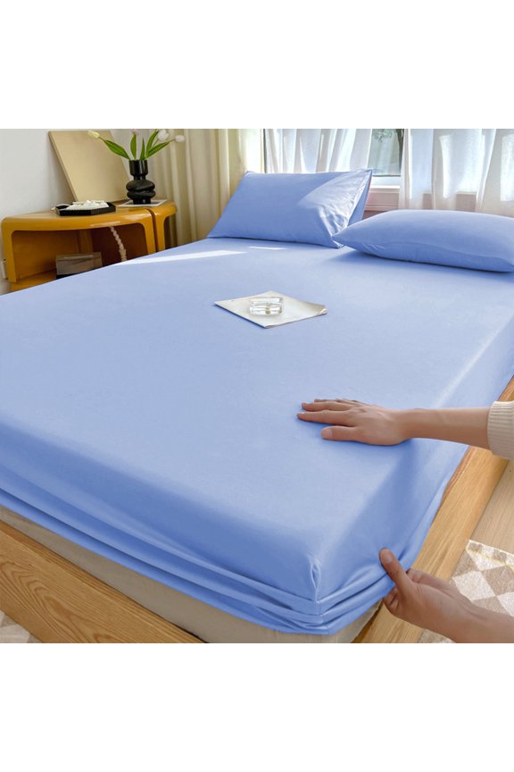 Stretch Jersey Fitted Sheet, Deep Pocket with Full Elastic for Mattresses Up to 15in, T-Shirt Soft Non-Slip Fabric, Wrinkle-Free Double Bed Sheet, 78.74x59in