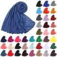 thumbnail image 1 of Stretch Jersey Hijab Scarf for Women Head Wrap Long Turban Muslim Head Scarves Wraps Featuring Solid Colors in Black Navy Blue Red Pink and More Dark Blue, 1 of 4