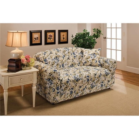 Stretch Jersey Loveseat Slipcover, Blue Floral