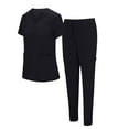 thumbnail image 1 of Stretch Jogger Scrub Set for Women - V-Neck Top & Elastic Waist Pants, 2-Piece Nurse Workwear with Pockets (Cool & Functional), 1 of 8