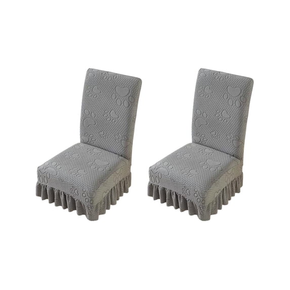 Stretch Knit Cat Paw Chair Cover, Thickened Dining Chair Protector, All-Season Seat and Backrest Cover, Elastic Flannel Fabric with Ruffled Skirt, Skidproof Ties, Durable Design