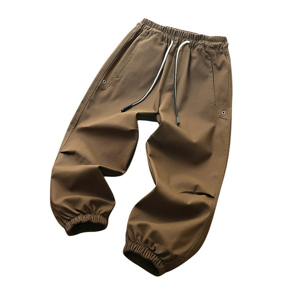 Stretch Knit Pants Infant Girls Athletic Sweatpants Full Length Pants Solid Color Spring and Boys Pants Medium and Large Children Casual Workwear Pants Long Pants Brown 8 Years