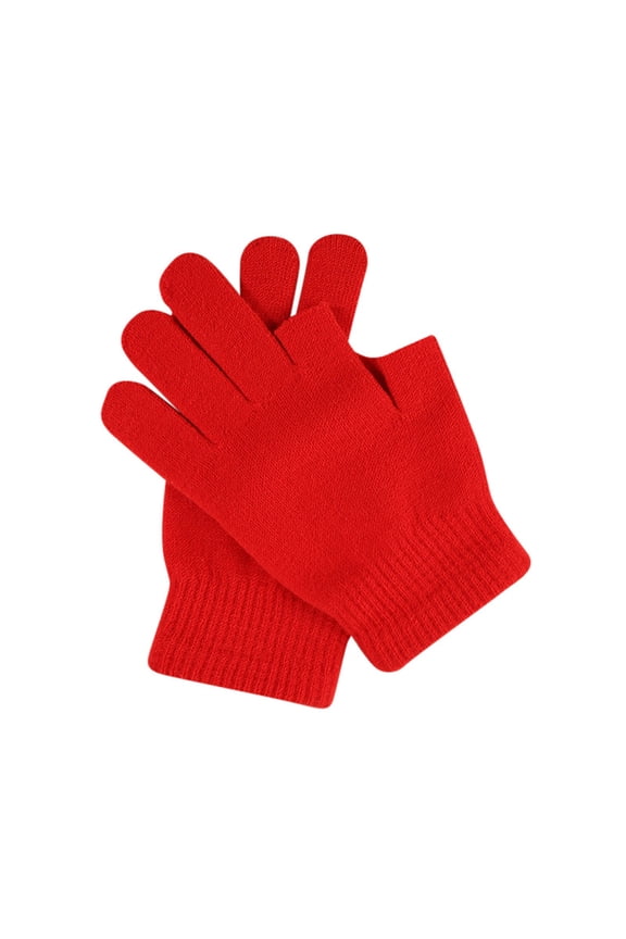 Stretch Knitted Wool Gloves For Men And Women Cycling Writing Finger Show Solid Color 2PCS