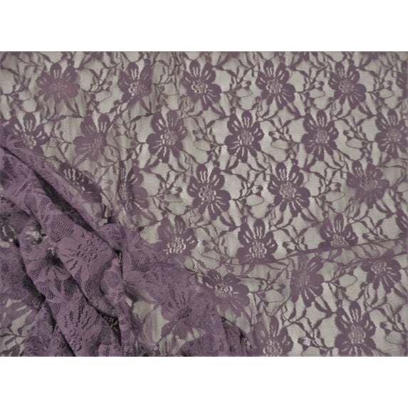 Stretch Lace Apparel Fabric Sheer Floral Dusty Eggplant Purple WW24