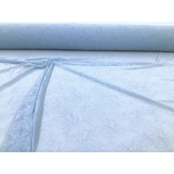 Stretch Lace Apparel Fabric Sheer Floral Powder Blue XX100