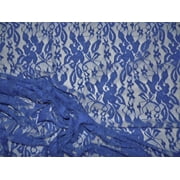 Stretch Lace Apparel Fabric Sheer Floral Royal Blue WW314