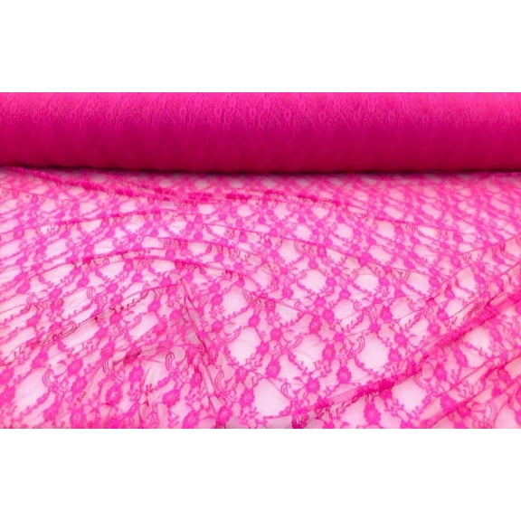 Stretch Lace Apparel Fabric Sheer Floral Strawberry Pink TT104