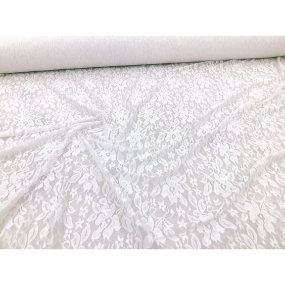 Stretch Lace Apparel Fabric Sheer Off White Floral PP51