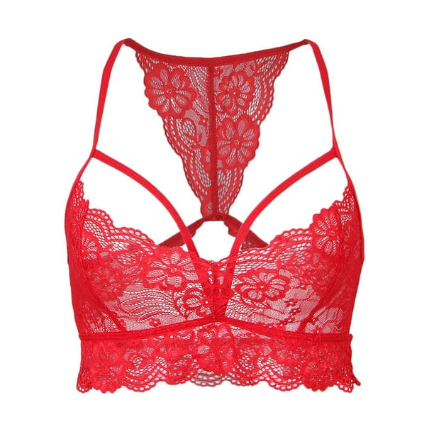 Stretch Lace Crop Tops Strappy Bra Bralette Cami Lingerie Red Walmart Business Supplies