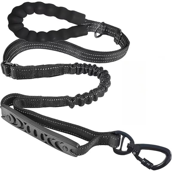 Stretch Leash for Large Dogs That Pull Anti-Pull, Shock-Absorbing Dog Leash 6-Foot Ultra-Durable Tangle Free Training Leash（BLACK）