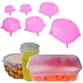 thumbnail image 1 of Stretch Lids Silicone Food Storage Container Lids - Reusable Premium 6-Pack - Leak-Proof & Eco-Friendly Covers for Fresh Food Storage in Plastic Containers, Jars, Bins, cups & Mason Bowls - Pink, 1 of 7