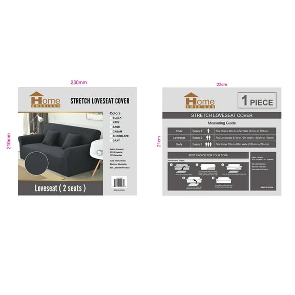 Stretch Loveseat Cover - Black