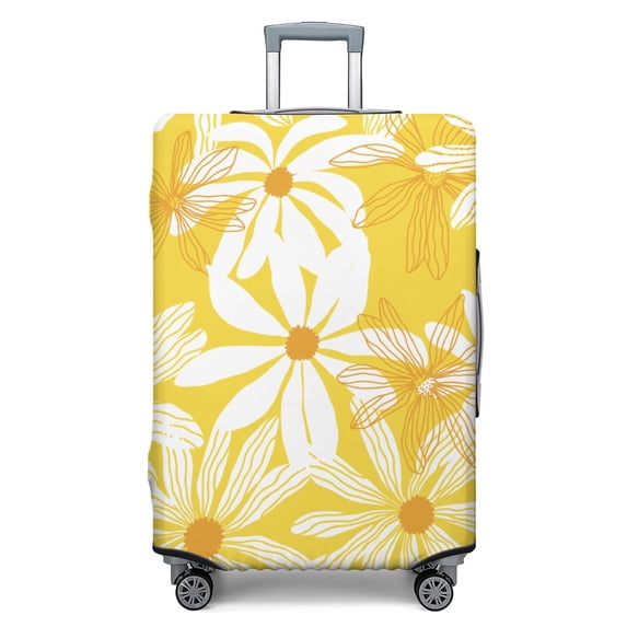 Stretch Luggage Cover L(25-28in)– Elastic Travel Suitcase Protector with Handle Openings & Bottom Closure, Washable Polyester Spandex Suitcases Cover, Daisy Flower Print