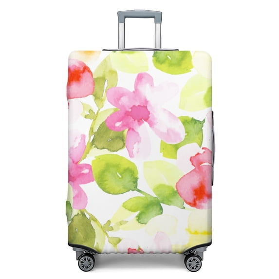 Stretch Luggage Cover L(25-28in)– Elastic Travel Suitcase Protector with Handle Openings & Bottom Closure, Washable Polyester Spandex Suitcases Cover, Floral Flowers Print