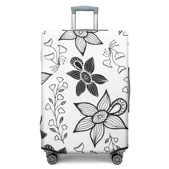 Stretch Luggage Cover L(25-28in)– Elastic Travel Suitcase Protector with Handle Openings & Bottom Closure, Washable Polyester Spandex Suitcases Cover, Floral Flowers Print