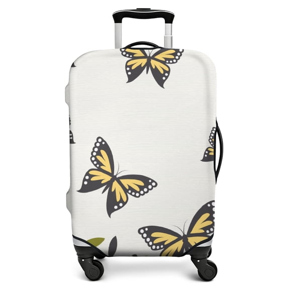 Stretch Luggage Cover M(22-24in)– Elastic Travel Suitcase Protector with Handle Openings & Bottom Closure, Washable Polyester Spandex Suitcases Cover, Butterfly Floral Print