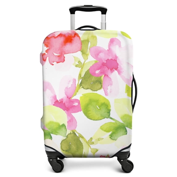 Stretch Luggage Cover M(22-24in)– Elastic Travel Suitcase Protector with Handle Openings & Bottom Closure, Washable Polyester Spandex Suitcases Cover, Floral Flowers Print
