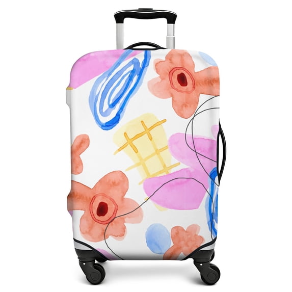 Stretch Luggage Cover M(22-24in)– Elastic Travel Suitcase Protector with Handle Openings & Bottom Closure, Washable Polyester Spandex Suitcases Cover, Floral Flowers Print