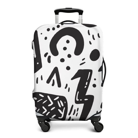 Stretch Luggage Cover S(18-20in)– Elastic Travel Suitcase Protector with Handle Openings & Bottom Closure, Washable Polyester Spandex Suitcases Cover, Doodle Print