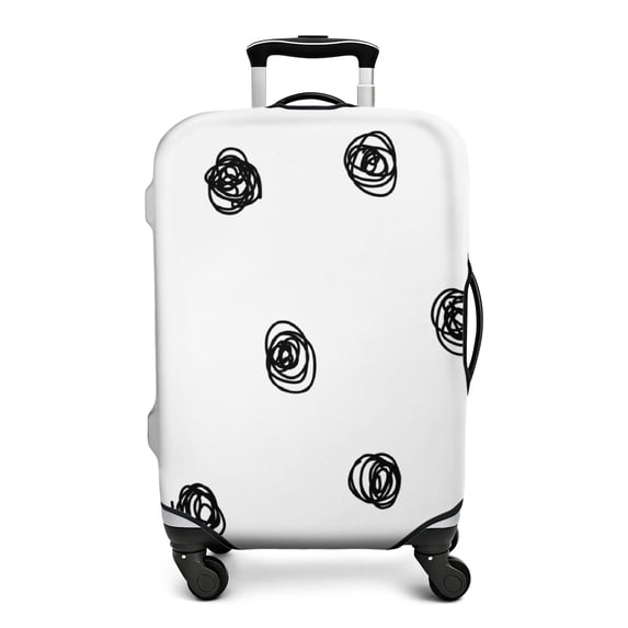 Stretch Luggage Cover S(18-20in)– Elastic Travel Suitcase Protector with Handle Openings & Bottom Closure, Washable Polyester Spandex Suitcases Cover, Doodle Print