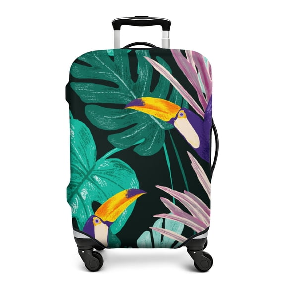 Stretch Luggage Cover S(18-20in)– Elastic Travel Suitcase Protector with Handle Openings & Bottom Closure, Washable Polyester Spandex Suitcases Cover, Tropical Forest Jungle Print