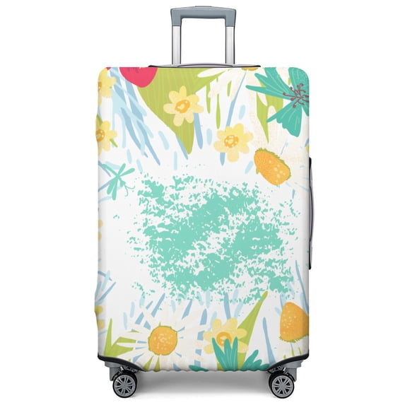 Stretch Luggage Cover XL(29-32in)– Elastic Travel Suitcase Protector with Handle Openings & Bottom Closure, Washable Polyester Spandex Suitcases Cover, Daisy Flower Print