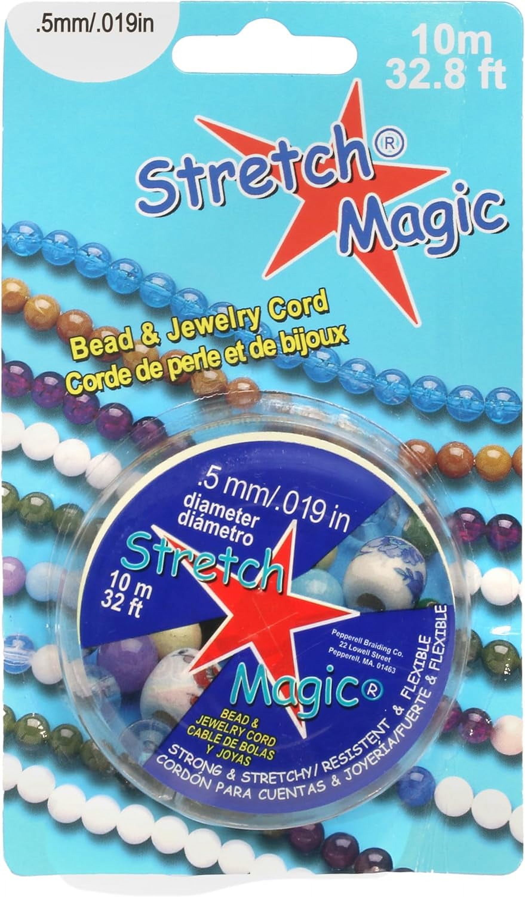 Stretch Magic Elastic Beading Cord – Clear Color, 0.5mm in Diameter, 10-Meter (32 ft) - Easy to Knot, Strong & Stretchy String for Making Beaded Jewelry