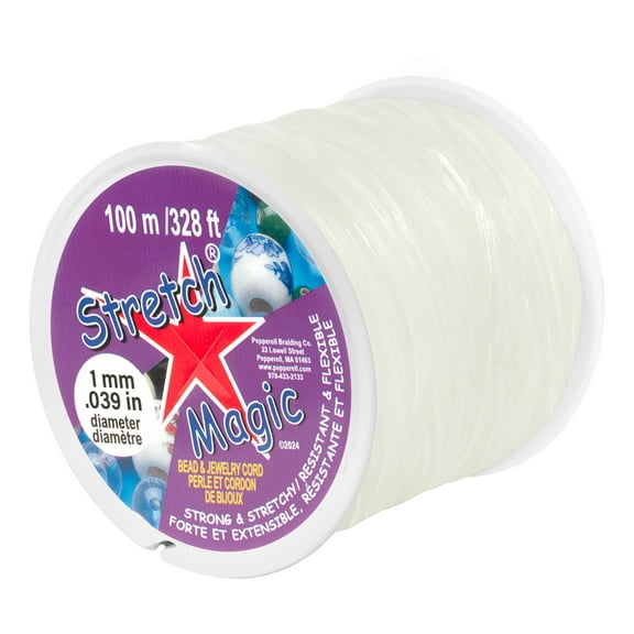 Stretch Magic Bead & Jewelry Cord - Strong & Stretchy, Easy to Knot - Clear Color - 1mm Diameter - 100-Meter (328 ft) Spool, Storage Display Box Included - Elastic String for Making Beaded Jewelry
