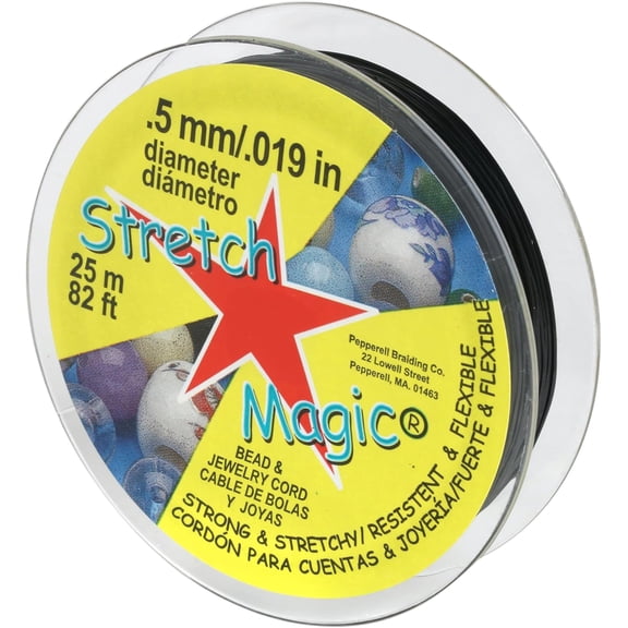 Stretch Magic Jewelry Cord - 0.5 mm x 82 ft, Black
