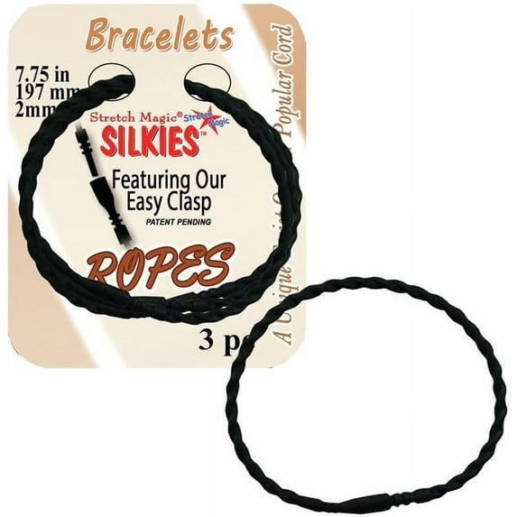 Stretch Magic Silkies Rope Bracelets 7.75" 3/Pkg-Black