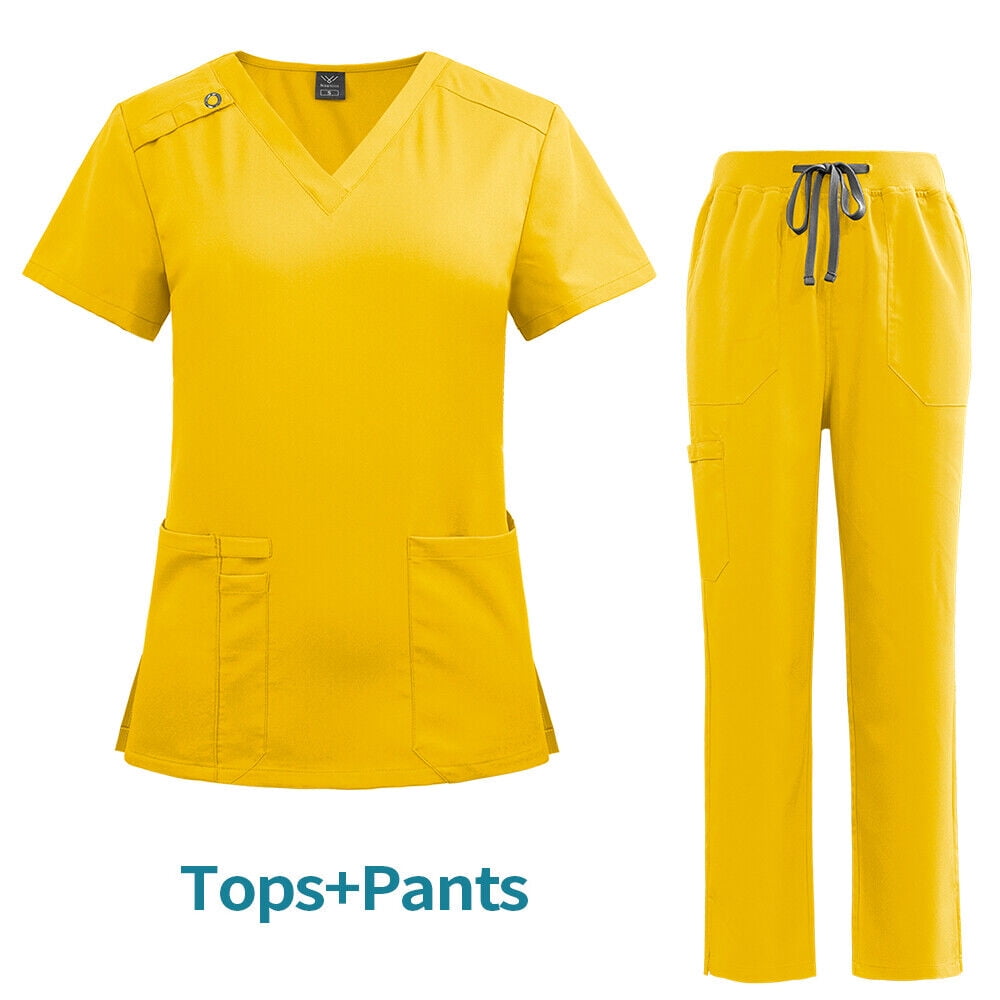 Stretch Medical Academy NiaaHinn Uniform Women Scrub Set Straight VNeck Student