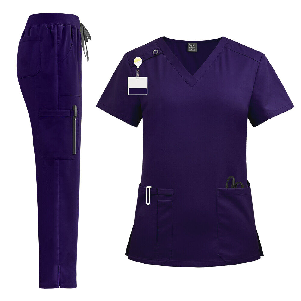 Stretch Medical Academy NiaaHinn Uniform Women Scrub Set Straight VNeck Surgery